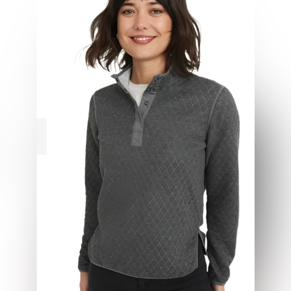 Marine Layer Reversible Quarter Snap Sweater Small Heather Gray/Charcoal